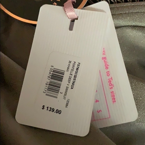 TED BAKER STARZA POINTELLE DEEP-V PLUNGE SWIMSUIT - Picture 4 of 5